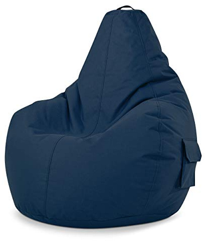Green Bean Sitzsack „Cozy“ mit Rückenlehne 80x70x90cm - Gaming Chair, 230L EPS-Perlen Füllung, Waschbar, Wetterfest - Gemütlicher Lounge Sitzhocker für Indoor und Outdoor in Dunkelblau