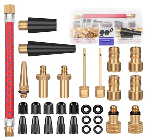MEMOFYND 30-Teiliges Set Fahrradventiladapter, Fahrradzubehör, Fahrradventil, Autoventiladapter, Alle Ventiladapter Fahrrad, Ventiladapter, Adapter Versorgungspumpe, Luftpumpenadapter Autoventil