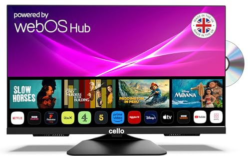 Cello C2425WSF 24 Zoll 230 V Smart Full HD DVD-Fernseher – Pitch Perfect-Lautsprecher – Netflix, Prime Video, Disney+ und Hulu, LG WebOS Kitchen, Bluetooth und Dreifachtuner
