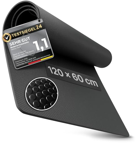 NEOLYMP Bodenschutzmatte Fitnessgerät (120 x 60 cm) - Laufband Matte 8mm Dicke - langlebig, rutschfest & stoßdämpfend - Fitness Unterlegmatte für Crosstrainer - Gymnastikmatte, Fitnessmatte