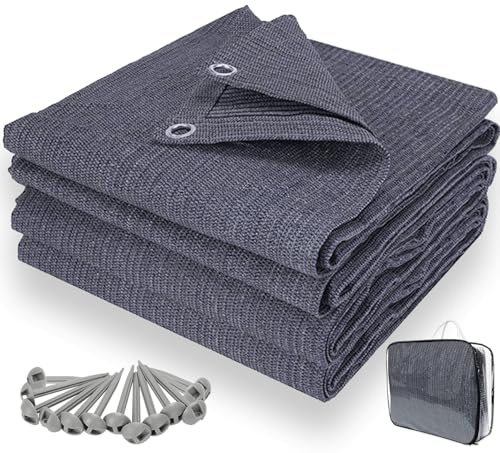 KOIUEYW Vorzeltteppich 250x400 cm - Camping Teppich Outdoor - Aussenteppich Wetterfest Zeltteppich Campingteppich für Wohnmobil, Camping, Wohnwagen, inkl. Tragetasche und Befestigungsnägel