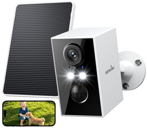 wansview Überwachungskamera Aussen Solar Akku - 2K Kamera Überwachung Aussenkamera WLAN Kabellos Akku mit Solarpanel, WiFi Camera Outdoor, Farbnachtsicht, PIR Bewegungserkennung, 2-Wege-Audio, IP65