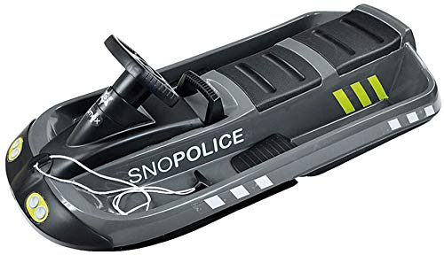 Hamax Bob Lenkbob Schlitten 109 cm SNO Police | 2 Personen Schneebob mit Lenkrad & Bremsen | Stabiler Kunststoff | Winterfest