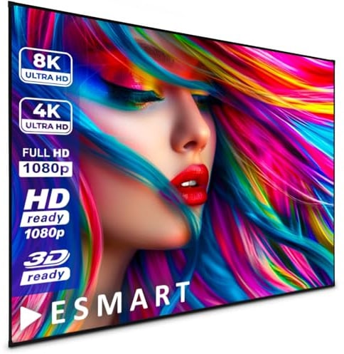 ESMART Expert UKD Rahmenleinwand, Gesamtbreite 223 cm, Tuch: Weiß | Bildfläche 221 × 125 cm, Format 16:9, weißes Tuch für Heimkino und Präsentationen, dauerhaft gespannt