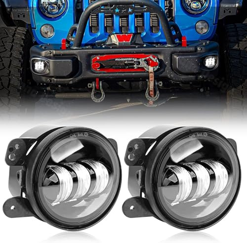 TINMAGI Nebelscheinwerfer, 4 Zoll 30W LED Frontstoßstange Nebel Licht Front, Gemeinsam Universal für Wrangler alle Modelle, 1 Paar Schwarz