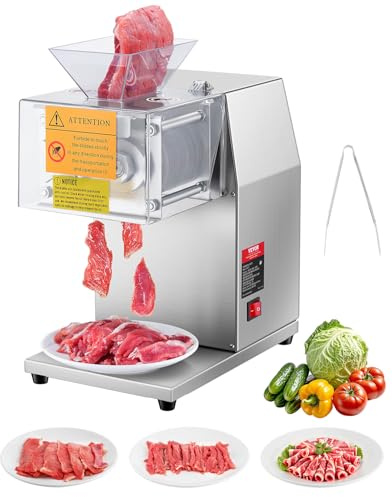 VEVOR Fleischschneidemaschine Fleischschneider 850 W 250 kg/h kommerzielle Fleischschneidemaschine aus Edelstahl 5 mm Dicke, elektrischer Lebensmittelschneider für Restaurant, Supermarkt