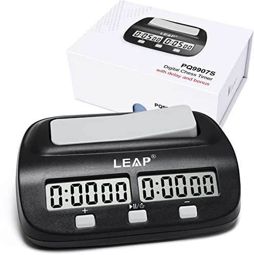 LEAP Schachuhr Zeitschaltuhr für Schach und 2 Spieler Brettspiel Mit Bonus (Fischer) und Verzögerung Eigenschaften Schwarze