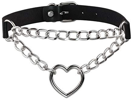 MILAKOO PU Leder Punk Choker Halsketten Kreis/Herz Charm verstellbare Kragen Halskette für Frauen