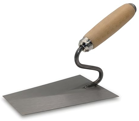 DEWEPRO Tiroler Maurerkelle 180x120x80mm – Italienische Putzkelle Mit S-Hals Schwanenhals – Gehärtetes 1,2mm Stahlblatt Konisch Geschliffen – Holzgriff Profi Werkzeug Für Putz Mörtel Beton