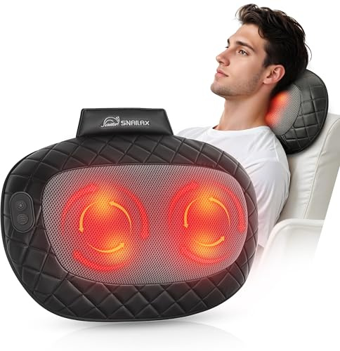 Snailax 4D Shiatsu-Massagekissen, Nacken- und Rückenmassagegerät mit Wärme, elektrisches Massagegerät für Schultern Nacken unteren Rücken, Geschenk für Frauen Männer
