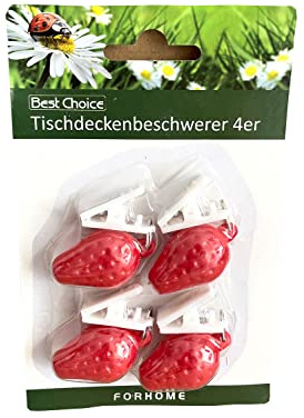 Bonvie 4er-Pack Tischdeckenbeschwerer Tischdeckenhalter Früchte Tischdeckengewichte: Erdbeere