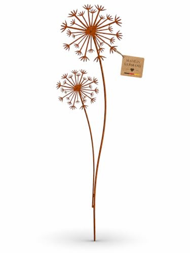 Terma Edelrost Pusteblume XXL 140 cm Gartenstecker aus Metall Wetterfeste Gartendeko für draußen Rost Deko Garten Handgefertigt – Made in Germany