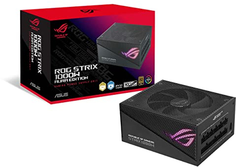 ASUS ROG Strix 1000W Gold Aura Edition RGB Netzteil (1000 Watt, Aura Sync RGB Belechtung, 80+ Gold Zertifizierung, Axial-Tech Lüfter, ATX 3.0 Kompatibel, PCIe 5.0 Ready)