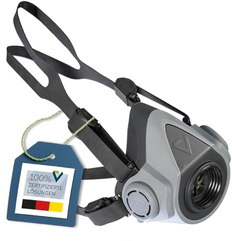 BartelsRieger Atemschutzmaske Halbmaske BariMask HF, EN 140:1998, mit Rd40 Rundgewindeanschluss für Gas-, Partikel- & Kombifilter, für Industrie, Handwerk, BAU