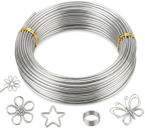 jwtyu 60m Basteldraht 1mm Draht zum Basteln Silber Aludraht Biegsamer Aluminiumdraht für Bastelarbeiten Skulpturen Kunsthandwerk Dekoration Schmuck Kränze Usw