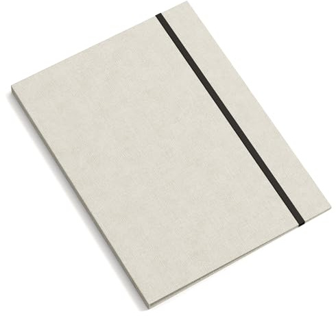 BIGSO PAULINA A4 Mappe – Aufbewahrungsbox mit Gummiband – Schreibtischablage für Dokumente, Akten & Unterlagen – Aktenmappe aus 100% recycelter Faserplatte und Papier – beige