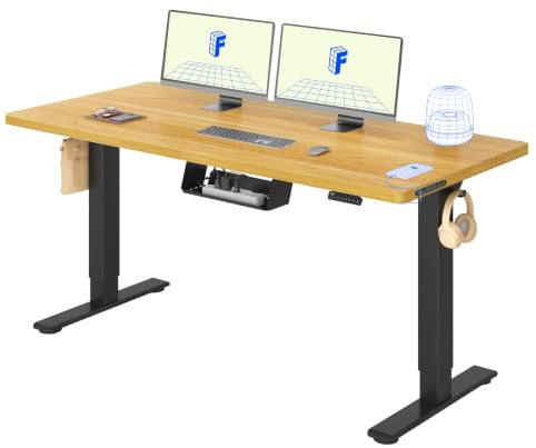 FLEXISPOT E1 Pro Elektrischer Höhenverst. Schreibtisch, Dualmot | 25 mm einteilige Tischplatte, Kabelmanagement, 4 Speichervoreinst., Kollisionserkennung, Höhenbereich 70–119 cm