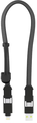 Rolling Square, inCharge XL 30 cm, Schlüsselanhänger mit USB-C-Kabel, Universal-Smartphone-Kabel, Geschenk für Männer, 6-in-1-Universalladegerät für Smartphones, Schwarz, Lightning-Kabel 100W