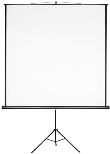 tectake® Projektor Leinwand Beamer, Projektionsleinwand HDTV tauglich, Beamerleinwand, Mobile Leinwand mit Ständer, LCD optimiert für HD und 3D, Gain Faktor 1,0, für Heimkino, TV - 178 x 178 cm