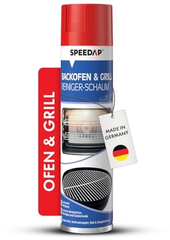 SPEEDAP Backofen- & Grillreiniger Schaum, 500 ml löst selbst Eingbranntes | Fettlöser für Backofen, Grill, Herdplatte, Ceranfeld & Kaminglas, Made in Germany