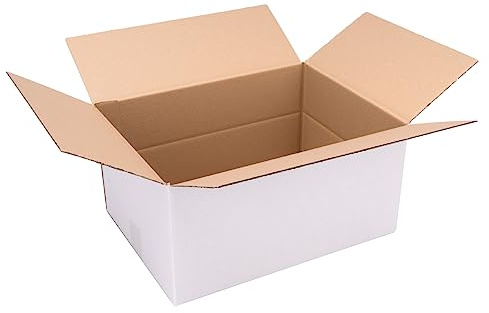verpacking Faltkartons 400 x 300 x 200 mm variable Höhe KK 90 Weiß [Größe und Stückzahl wählbar] 1-wellig mittelgroße Kartons 25 Stück