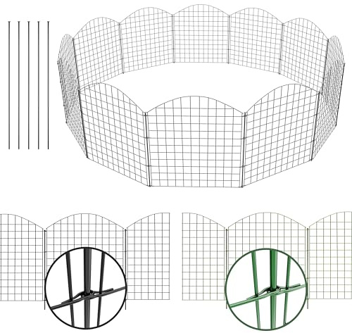 NewHabitat | 15x Teichzaun Steckzaun aus Metall, Anthrazit, 78cm - Erweiterbares Zaunset für Garten, Teich, Pool und Tiergehege