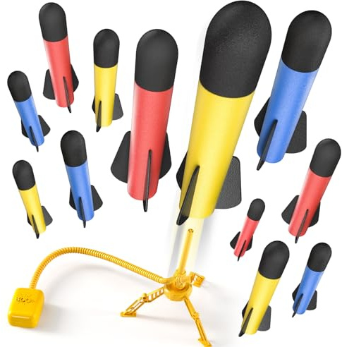 TEMI Rocket Launcher für Kinder, Start bis zu 100+ft, Kinder Outdoor-Spielzeug, Geburtstagsgeschenk Spielzeug für Kinder Jungen Mädchen Alter 3 4 5 6 + Jahre alt
