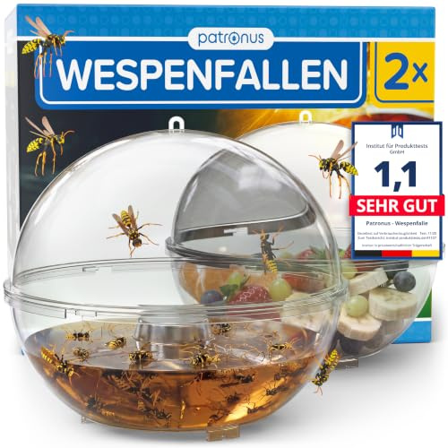 Patronus 2X Wespenfalle für draußen zum effektiven Schutz vor Wespen | 15 cm groß, umweltfreundlich Wespen vertreiben ohne Gift, Wirksames Mittel gegen Wespen Lebendfalle zur Wespenabwehr Outdoor