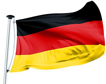 FLAGLY Premium Deutschland Flagge 100x150 cm mit Ösen - hochwertiges Schiffsflaggentuch, 160g/m² - sehr lange Haltbarkeit, robust & witterungsbeständig, Deutschlandflagge