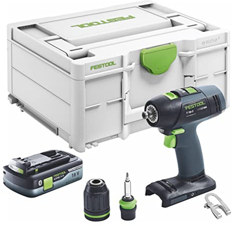 Festool Akkuschrauber T18+3 18 V - Basic Promo Set mit 4,0 Ah | Bürstenloser EC-TEC Motor, CENTROTEC-System, 2-Gang, max. 50 Nm - im Systainer SYS3 M 187