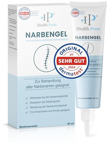 Health Press Narben Gel – 20 ml Narbensalbe – Narbengel reduziert Sichtbarkeit von Narben – Creme für alle Narbenarten – Narbenpflege – Narbencreme für Erwachsene & Kinder – Medizinprodukt