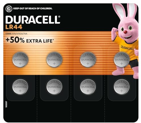 DURACELL LR44 Knopfzellen (8 Stück) LR44 Batterie 1,5 V (A76, V13GA, 76A)