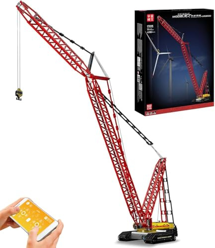 Mould King 17015 Technik Kran 188cm Raupenkran LR-13000 Raupenkran mit 6 Motoren, 4318 Teile Technik Ferngesteuert Kran Bauset Technologie Ringkran MOC 39663