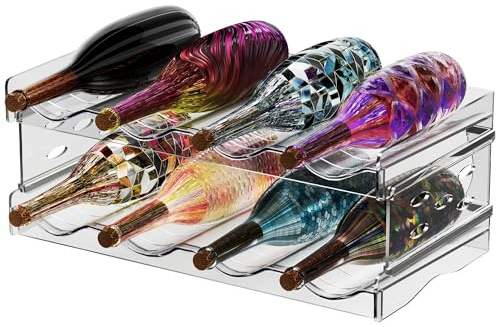 Nenull Flaschenregal Stapelbar 2er Fasst 8 Behälter Flaschen Organizer Schrank Flaschenaufbewahrung Flaschenhalter Flaschenregal für Schrank Kühlschrank Küchenarbeitsplatte Kunststoff