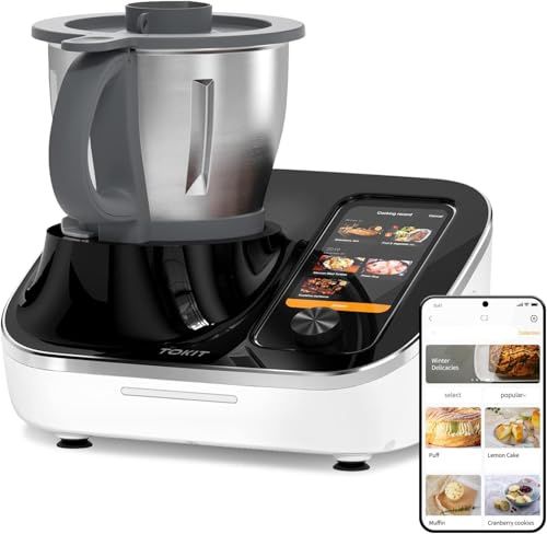 TOKIT C2 AI Omni Cook Robot All-in-1 Küchenmaschinen mit 21 Kochfunktionen 7'' Touchscreen Geführte Rezepte Vorreinigen, Zerkleinern, Entsaften, Mixen, Wiegen, Sous-Vide, Ice Crush und mehr