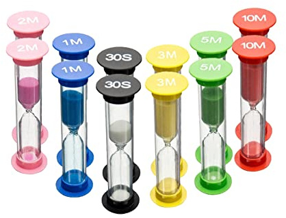 12 Stück Sanduhr für Kinder Timer Farbige Sanduhren Set 30sec / 1min 2min 3min 5min 10min Kleine Timer, geeignet Schule, Haus Dekoration Spiel Requisiten, Bunt, CFSL-1 (Pack of 12-Mix)
