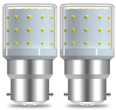 XIMNCHNI B22 LED Mais Lampe 6W, 60W Halogenbirne entspricht, Kaltweiß 6000K, 800LM, B22 Bajonettsockel, LED Maiskolben nicht dimmbar, 2er Set