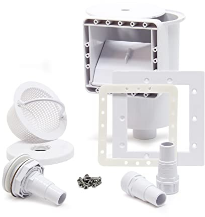 Wiltec Skimmer Set inkl. Einlaufdüse Einbauskimmer mit großem Schmutzfangkorb Oberflächenskimmer