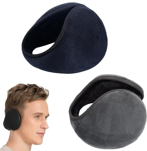 HcvGcm Ohrenwärmer Damen, 2 Stück Ohrenwärmer Herren, Winter Ohrenwärmer Set in Schwarz und Grau, Weicher Ohrenschützer für Damen und Herren, Ideal für Outdoor-Aktivitäten wie Skifahren