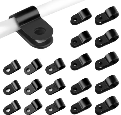 240 Stück R Typ Cable Clip, 5 Größen Nylon R Clip, Kabelklemmen Kabelhalter Schwarz, R-Typ Kabelschellen für Büro Zuhause Kabel Drahtmanagement