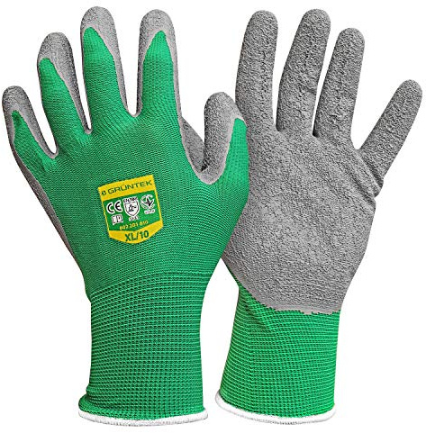 GRÜNTEK Gartenhandschuhe Herren, Rosenhandschuhe Damen Dornenfest, Handschueh Garten, Gartenhandschuhe Damen, Gardening Gloves, Arbeitshandschuhe Herren, Garten Handschuhe, Latex-Beschichtung, Gr. XL