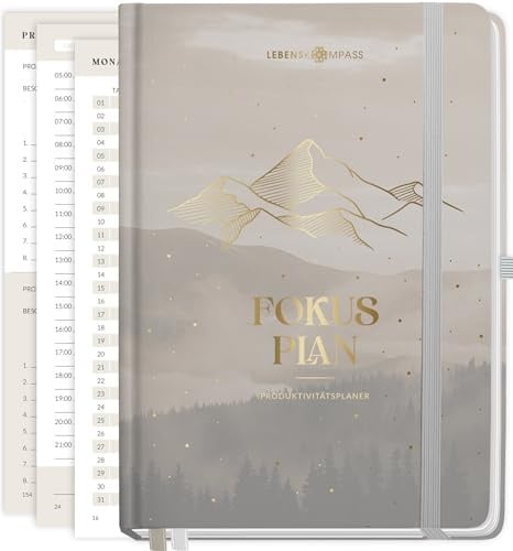 Lebenskompass® Erfolgsjournal "FOKUS PLAN" - Tagesplaner & Tagebuch für Erwachsene - Das Journal Buch und Produktivitätsplaner für mehr Motivation, Ziele, Gewohnheiten und Produktivität