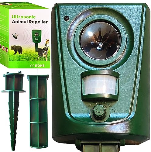 Retoo Ultraschallabwehr, Tierabwehrgerät, Tiervertreiber, Batteriebetrieb, Katzenschreck, Tierabwehr, Ultraschall Abwehr, Multifrequenz Gerät 16-60 kHz, IPX4, gegen Katzen, Hunde, Marder