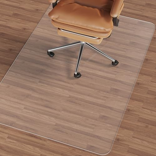 NATRKE Bodenschutzmatte Transparent, Größ 122x92cm Bürostuhlunterlage Drehstuhl Stuhlmatte, Schreibtischstuhlmatte für Harter Boden Parkett Bodenmatte, PVC Bodenunterlage Laminat, Parkett