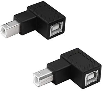 YACSEJAO USB 2.0 Typ-B-Druckeradapter, 2er-Pack 90 Grad USB 2.0 B-Stecker auf Typ-B-Buchse-Druckeradapter ， für Drucker, Scanner, Mobile Festplatte und mehr (Aufwärtswinkel + Abwärtswinkel)