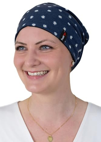 hairtex Stall-Beanie Unisex - Schützt vor Gerüchen - Wasserresistent, Schmutzbeständig, Atmungsaktiv Blümchen blau Einheitsgröße