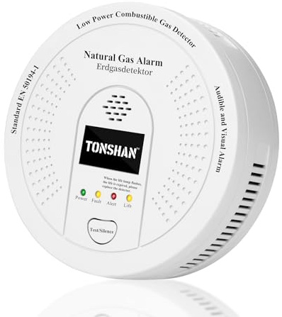Gasmelder Erdgasdetektor CH4/Propan/Methan 100% Batteriebetrieben - Kombinierter Gasalarm mit Optischem & Akustischem Alarm - Gassensor für Sicherheit in Haushalt (Batterie enthalten)