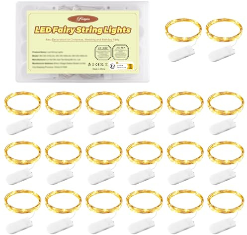 LED Lichterkette Batterie, 20 Stück 1M 10 LEDs Warmweiß Lichterketten Innen mit Batterie für Party Hochzeit Weihnachten Beleuchtung Home Dekoration