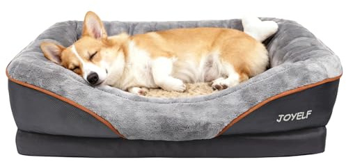 Joyelf Hundebett aus Memory-Schaum, orthopädisches Hundebett & Sofa mit abnehmbarem, waschbarem Bezug und Quietschspielzeug als Geschenk