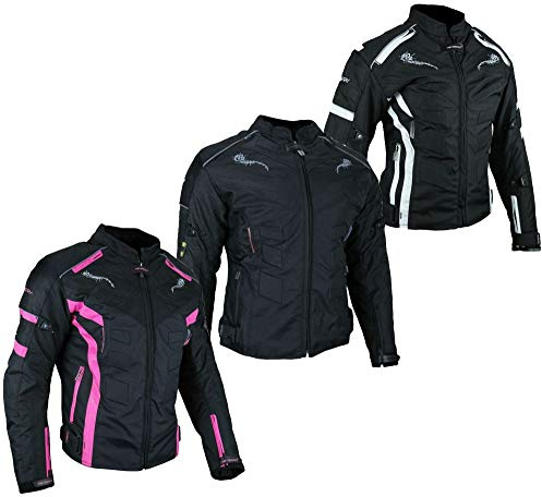 HEYBERRY Damen Motorrad Jacke Motorradjacke Textil Schwarz Pink Gr. L / 40